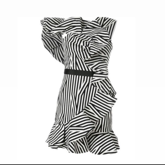 Self-Portrait Stripe Ruffle Dress - Picture 3 of 4